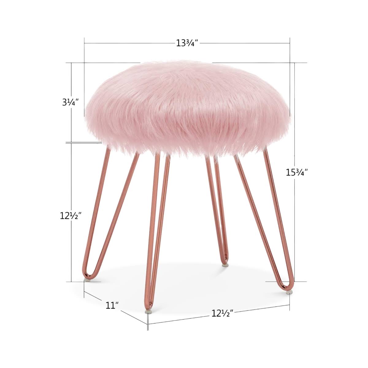 White Faux Fur Accent Stool U9996