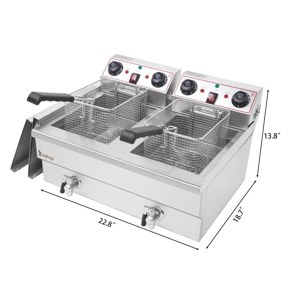 24.9QT Dual Stainless Steel Electric Deep Fryer N71696