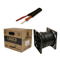 Black 1000ft Bulk RG59 Siamese Cable 20AWG+18/2 CCTV Camera Wire P348