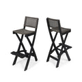 2pk Acacia Wood Folding Barstools Dark Gray N834