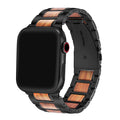 Black Stainless Steel & Wood Watch Band 42mm/44mm/45mm/49mm V1084