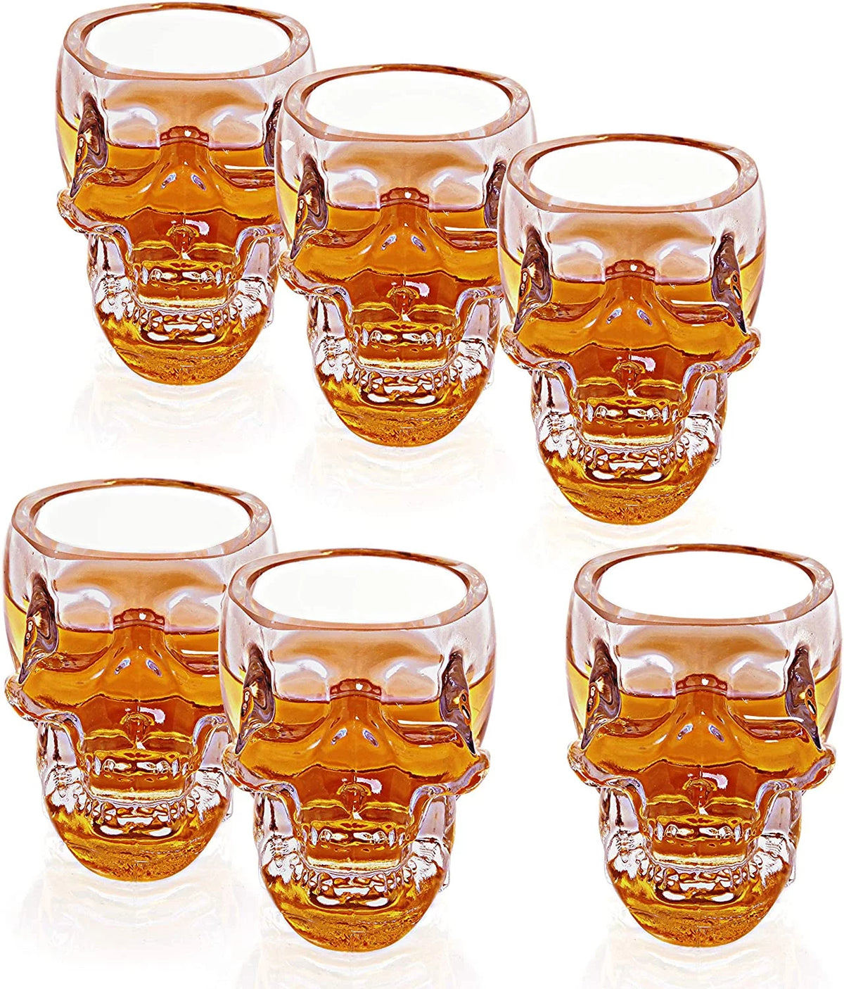 2.8 oz Set-of-6 Skull Shaped Clear Shot Glass O557