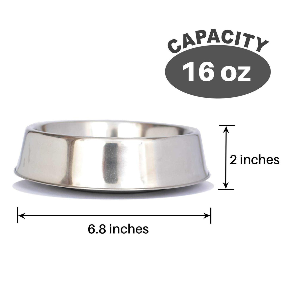 2 Pack Stainless Steel Non Skid Pet Bowl U8032