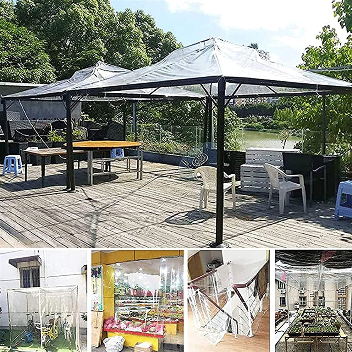 7x7 Ft Heavy Duty Waterproof PVC Transparent Tarpaulin E824