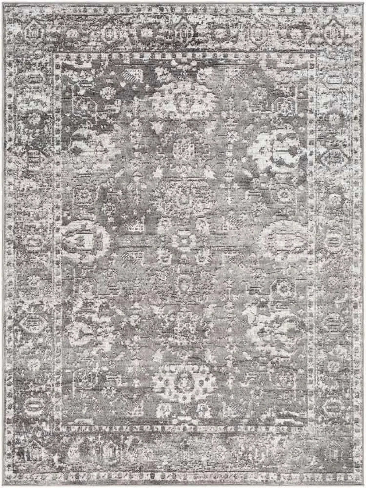 9x12 Gray Charcoal White Area Rug U5140
