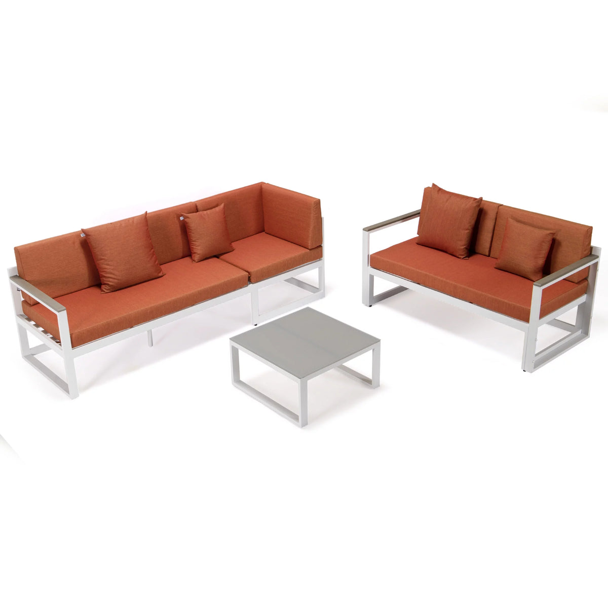 White Sectional With Adjustable Headrest & Coffee Table With Cushions C87614