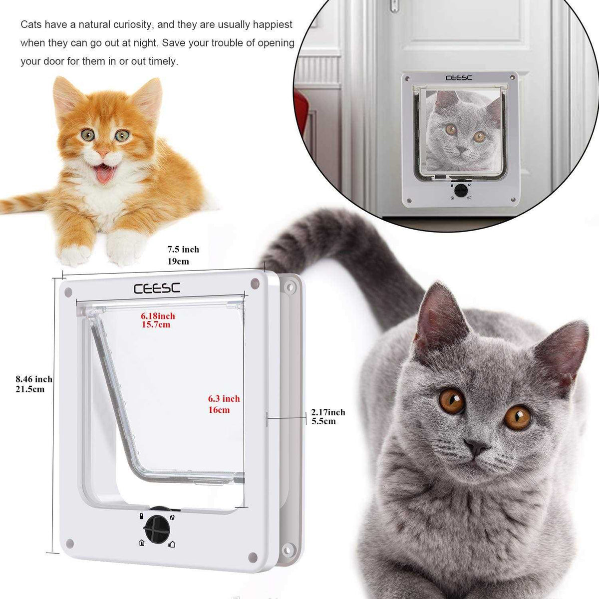 Cat Magnetic Pet Door 4 Way Lock I274