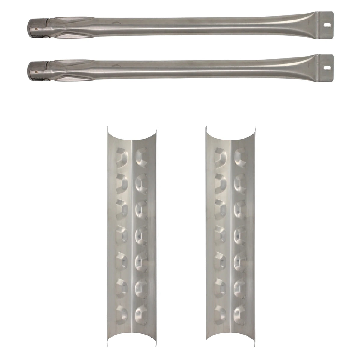2-Pack Stainless Steel BBQ Gas Grill Tube Burner & Heat Shield Plate Replacement Parts Q3515