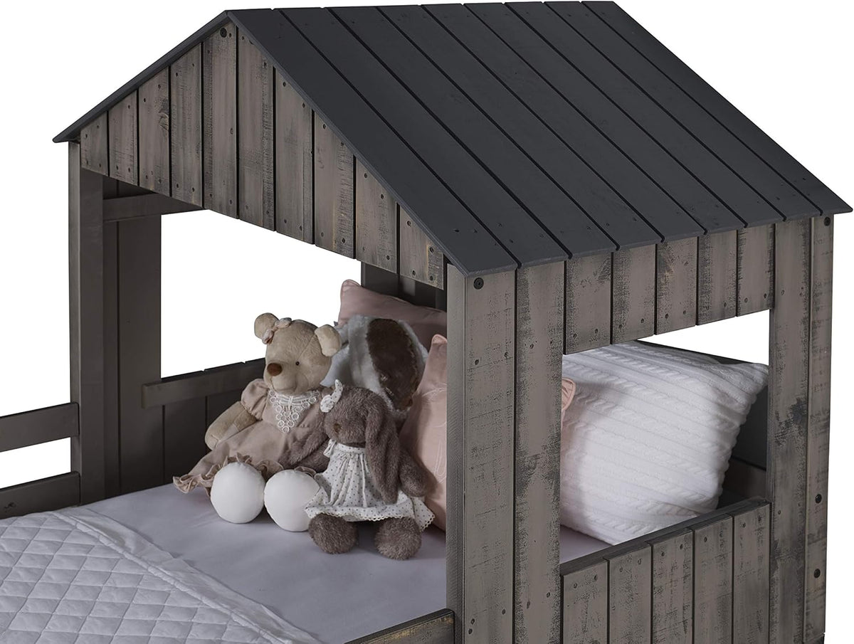 Rustic Dirty Grey Twin over Full Loft Bunkbed B266300