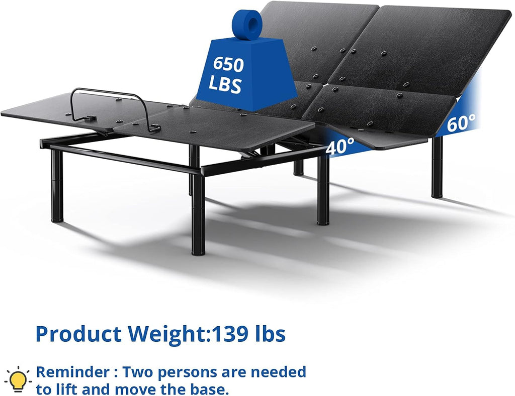 Black Twin XL Adjustable Bed Base with Wireless Remote Z8365