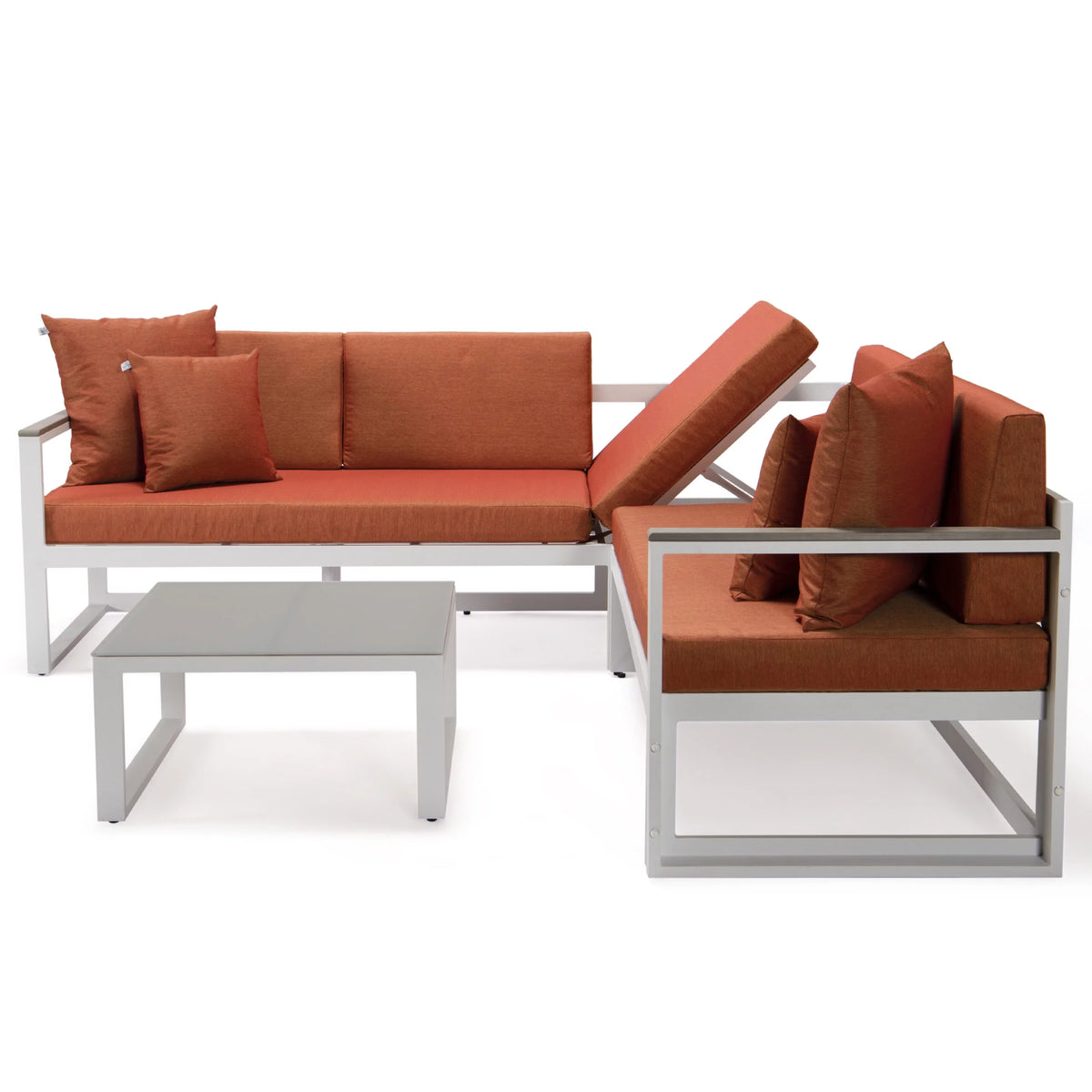 White Sectional With Adjustable Headrest & Coffee Table With Cushions C87614