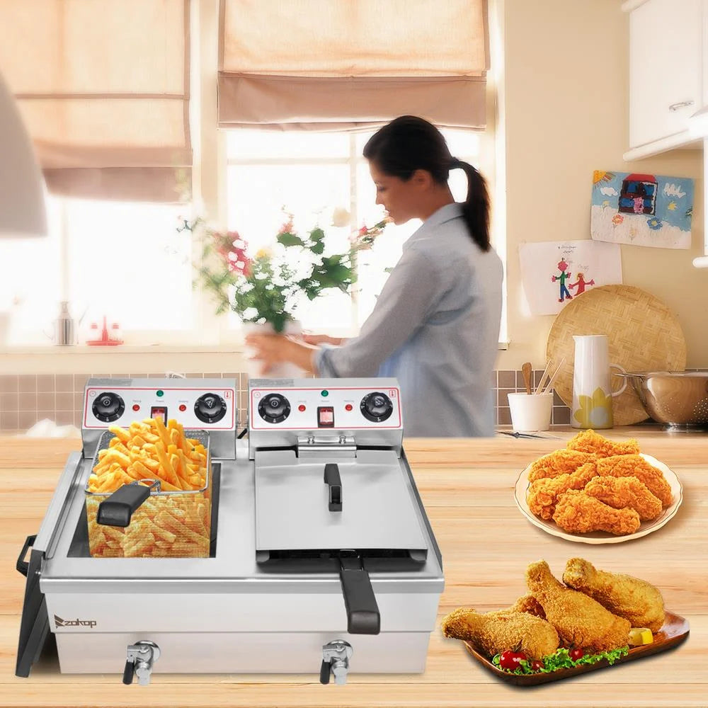 24.9QT Dual Stainless Steel Electric Deep Fryer N71696