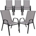 Gray 5 Pack Outdoor Stack Chair with Metal Frame O55780