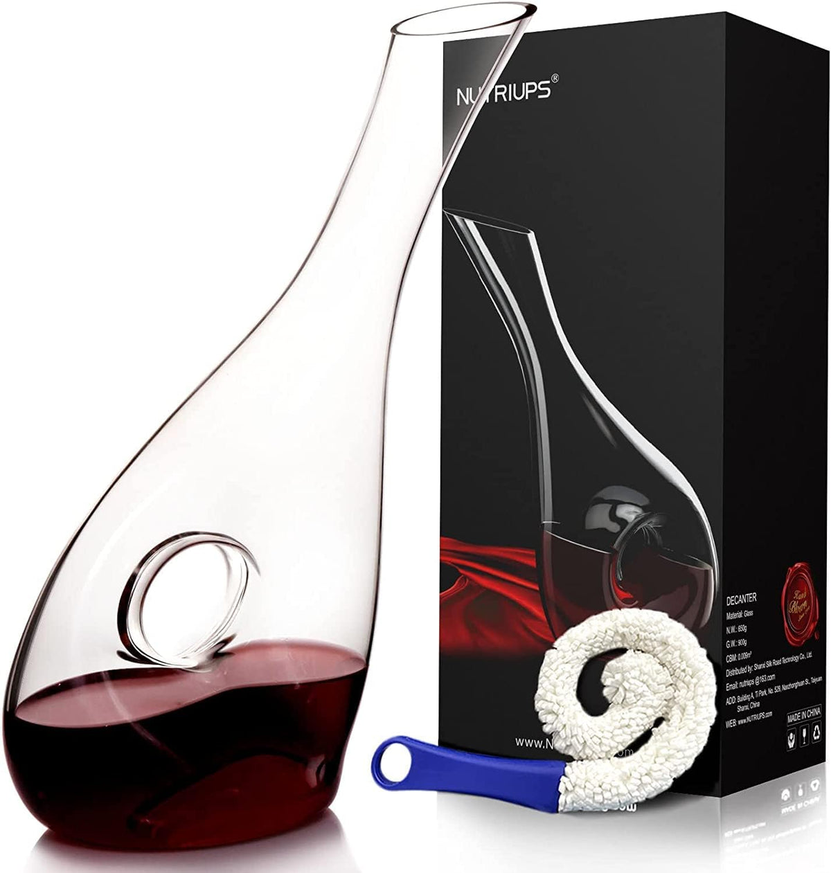 Wine Decanter with Stopper, Hand Blown, Pack of 2 Y258