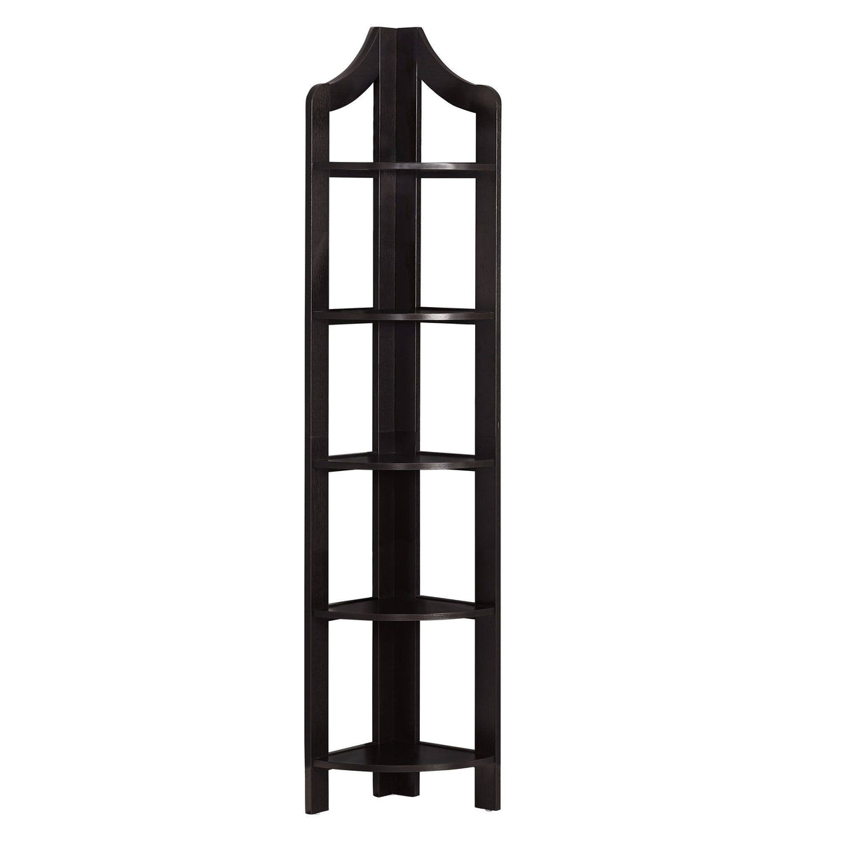Cappuccino Brown 5 Shelves Corner Bookcase A89385